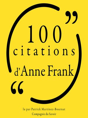 cover image of 100 citations d'Anne Frank